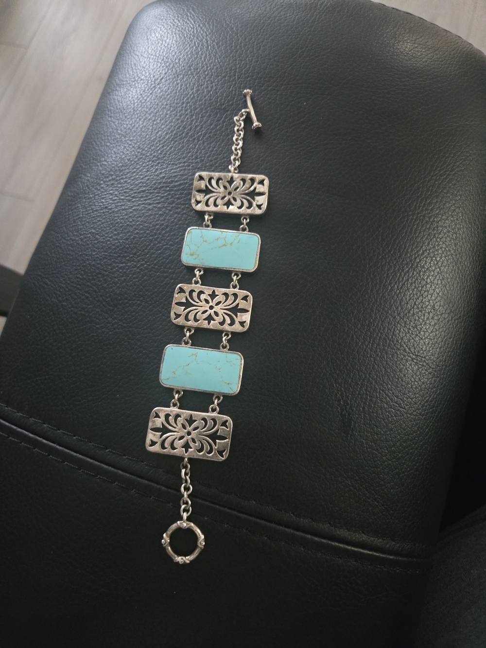 Vintage CFJ Sterling Silver Panel Bracelet.